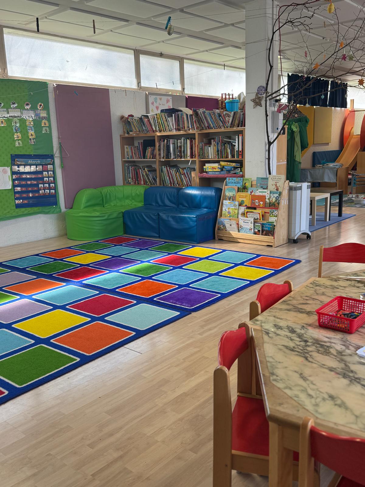 Creative supplies neatly arranged for children's activities