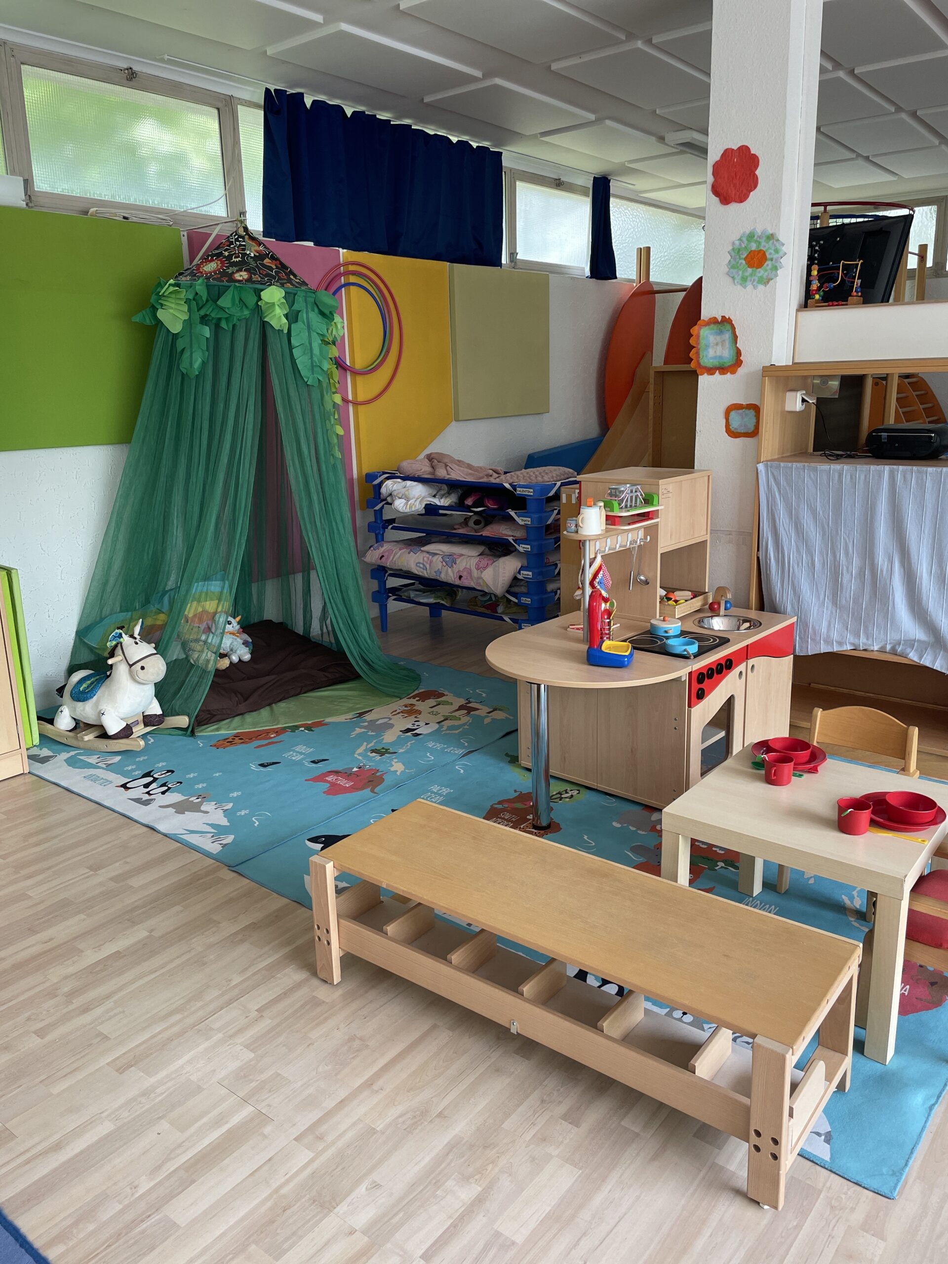 Creative corner inside the kindergarten classroom